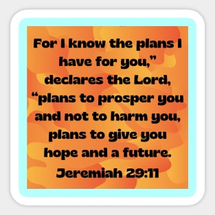 Bible Verse Jeremiah 29:11 Sticker